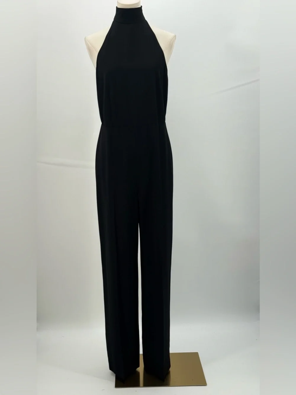 Theory Black Halter Neck Tie Jumpsuit Wide Leg Sleeveless Minimalist Luxe Size 2 - Picture 9 of 15